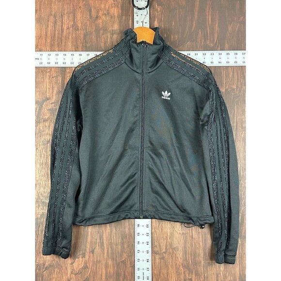 Adidas Originals OG Lace Track Jacket‎ 3 Stripes Triple Black FM1734 Womens XS - Picture 1 of 9